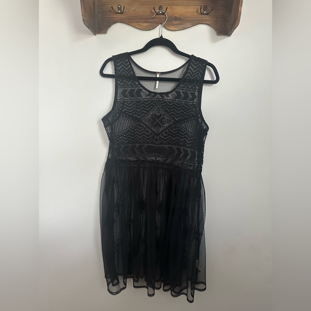 Free People Black Sheer Midi Dress